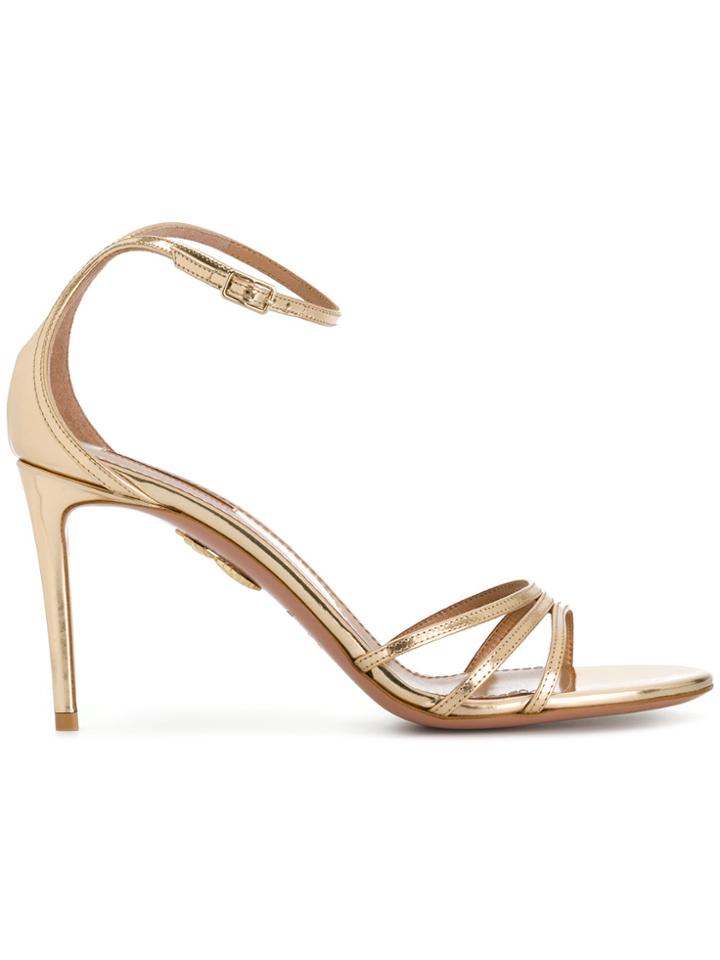 Aquazzura Mirrored Strappy Sandals - Metallic