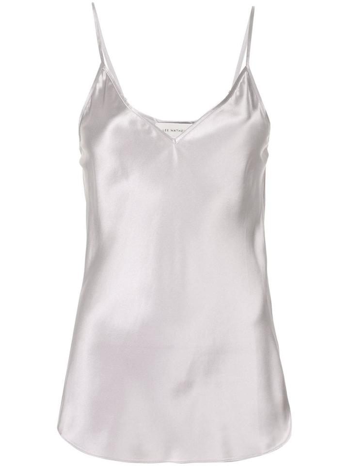 Lee Mathews Satin V-neck Top - Silver