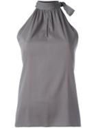 Eleventy Halter Neck Top With Tie Detail, Women's, Size: 40, Grey, Silk/spandex/elastane