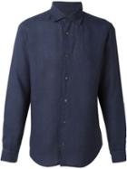 Z Zegna Plain Shirt, Men's, Size: Xl, Blue, Linen/flax