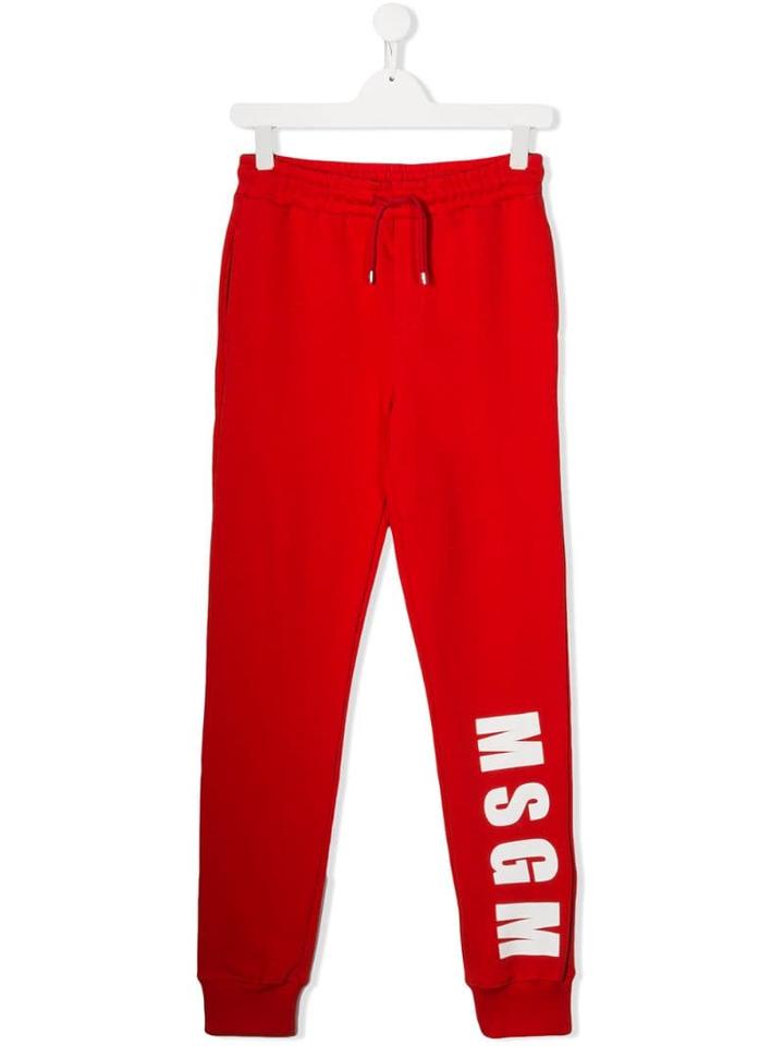 Msgm Kids Teen Drawstring Trousers - Red