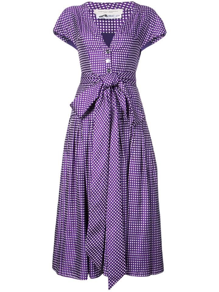 Carolina Herrera Gingham Check Shirt Dress - Pink & Purple