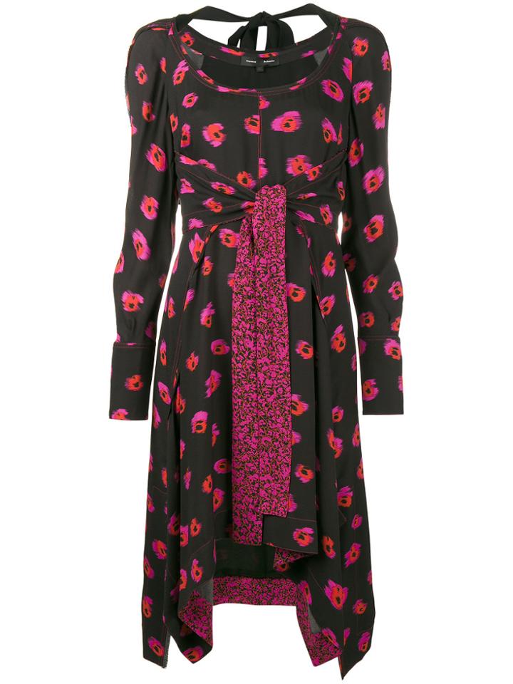 Proenza Schouler Floral Print Long Sleeve Dress - Black