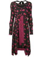 Proenza Schouler Floral Print Long Sleeve Dress - Black