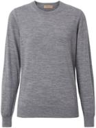 Burberry Vintage Check Detail Merino Wool Sweater - Grey