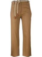 Erika Cavallini Rope Tie Trousers, Women's, Size: 38, Brown, Cotton