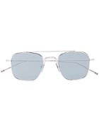Thom Browne Eyewear Metallic Silver Pilot Mirror Sunglasses