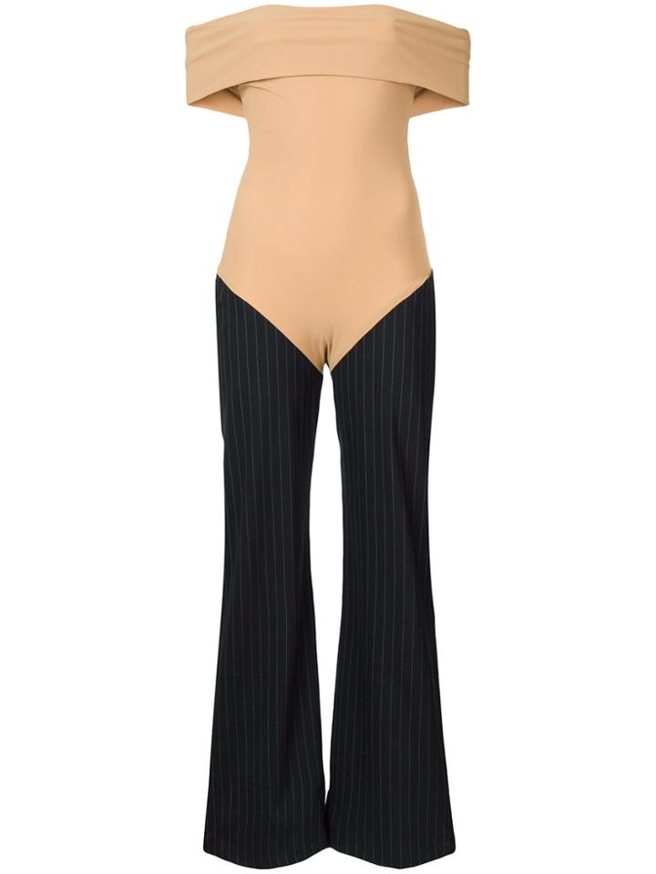 Seen Contrast Flared Jumpsuit - Nude & Neutrals