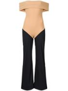 Seen Contrast Flared Jumpsuit - Nude & Neutrals