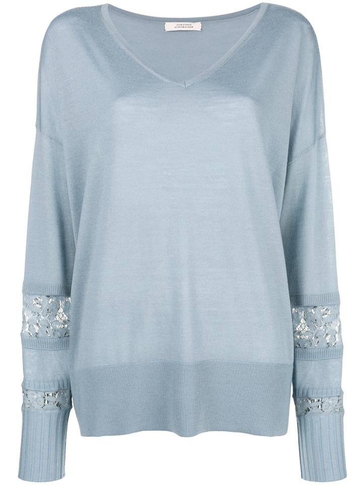 Dorothee Schumacher Floral Lace Panel Sweater - Blue