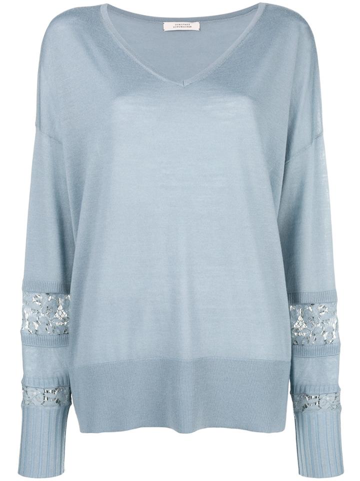 Dorothee Schumacher Floral Lace Panel Sweater - Blue