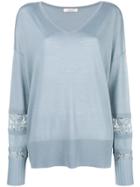 Dorothee Schumacher Floral Lace Panel Sweater - Blue
