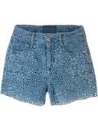 Ermanno Scervino Floral Eyelet Shorts, Women's, Size: 42, Blue, Cotton/polyester