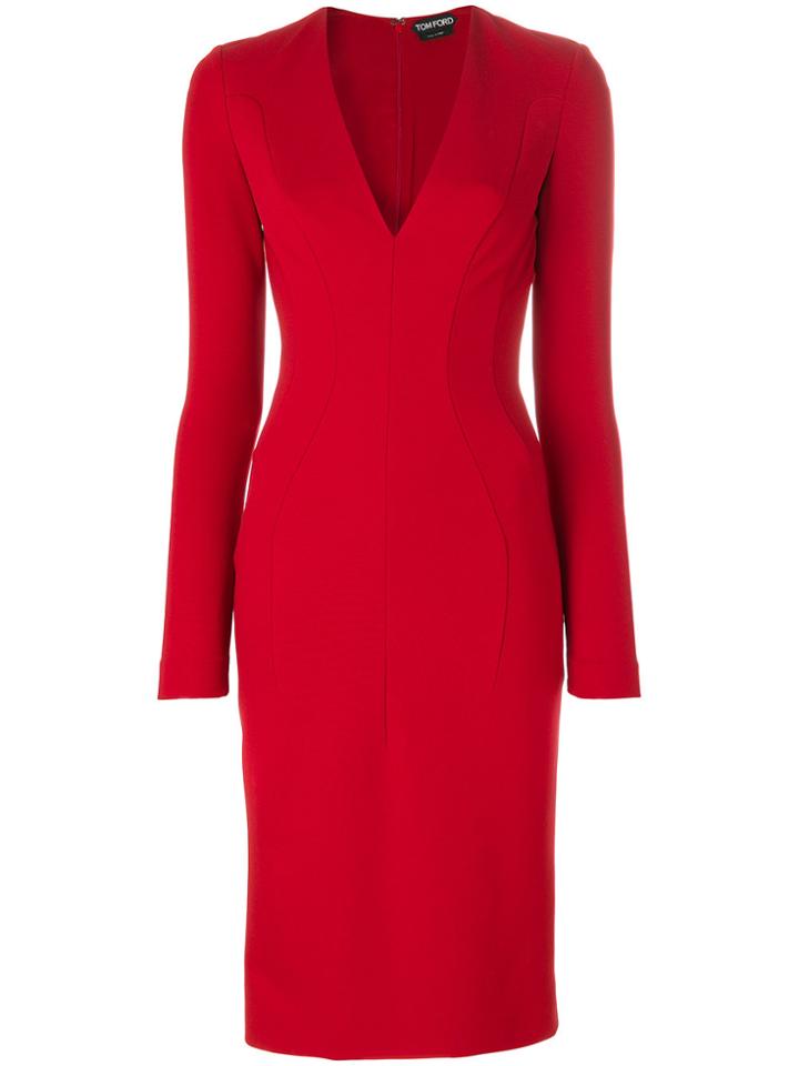 Tom Ford Fitted Midi Dress - Red