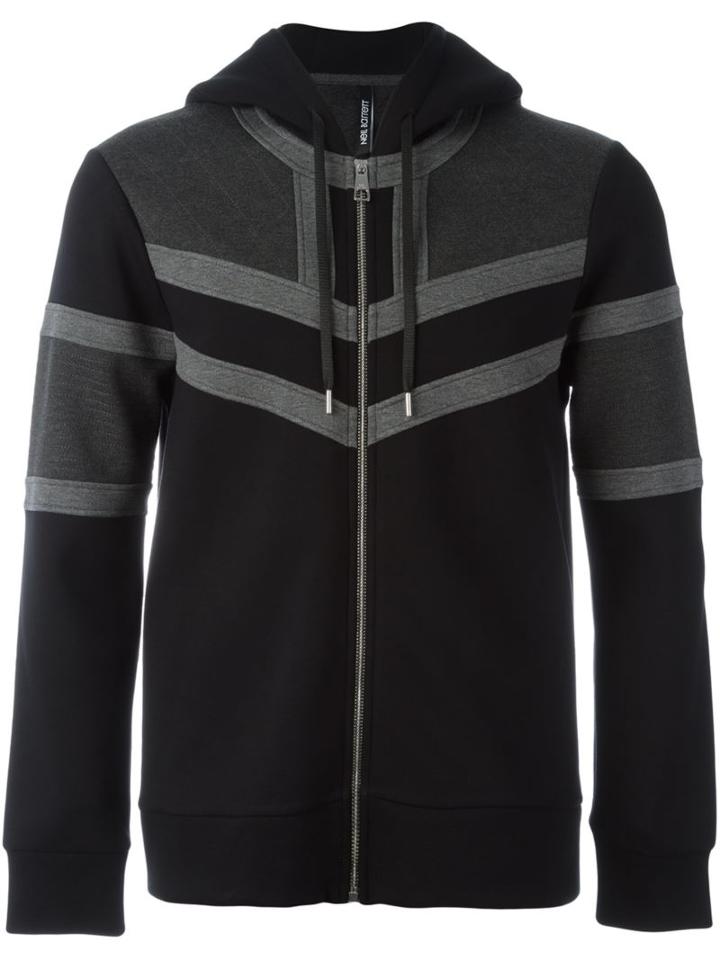 Neil Barrett Colour Block Hoodie, Men's, Size: Small, Black, Viscose/lyocell/cotton/spandex/elastane