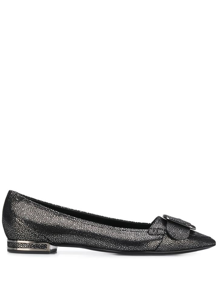 Casadei Sparkly Pointed Ballerina Shoes - Black