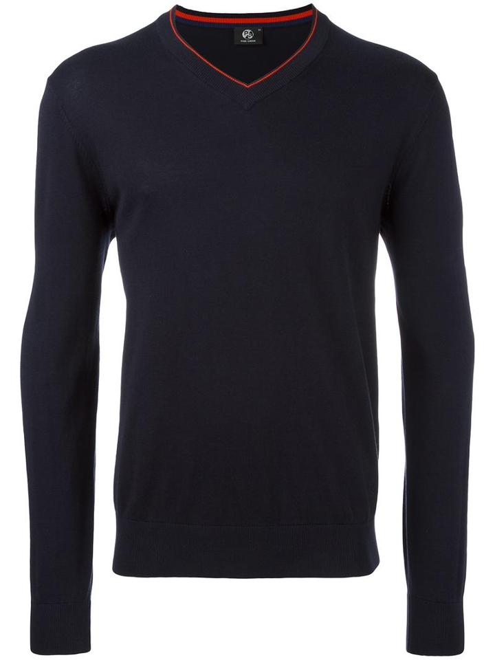 Ps By Paul Smith Striped Trim Sweatshirt, Men's, Size: Large, Blue, Cotton