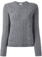 Red Valentino Cable Knit Sweater, Women's, Size: Medium, Grey, Virgin Wool