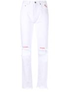 Forte Couture - Distressed 'love' Slim Jeans - Women - Cotton - 28, White, Cotton