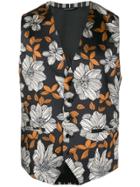 Daniele Alessandrini Floral-print Waistcoat - Black