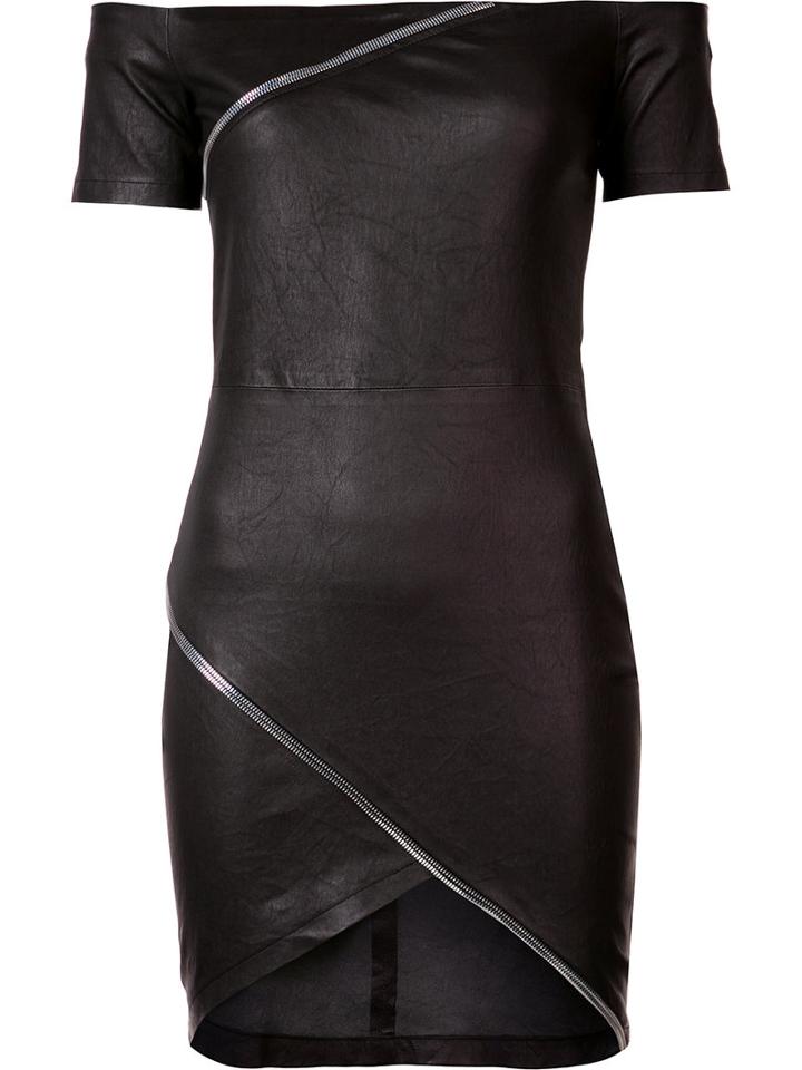 Rta Zip Detail Mini Dress, Women's, Size: Xs, Black, Lamb Skin