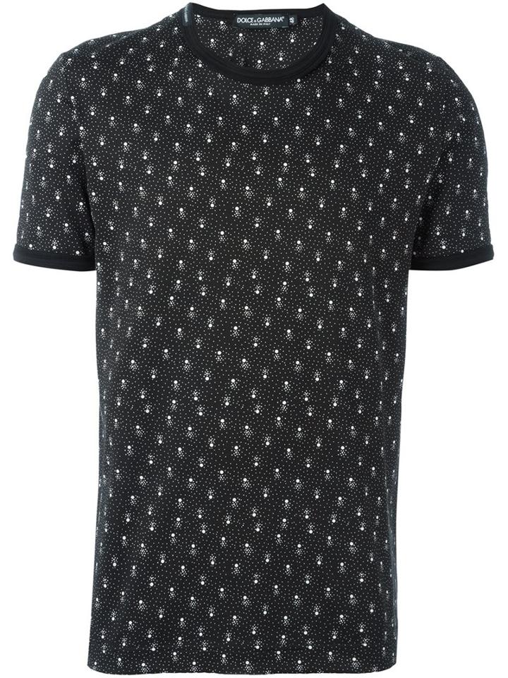 Dolce & Gabbana Micro Print T-shirt, Men's, Size: 44, Black, Cotton