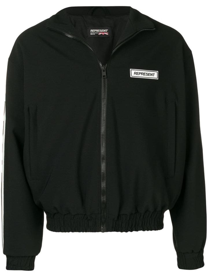 Represent Contrast Logo Bomber Jacket - Black