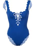 Marysia Palm Springs Lace-up One-piece - Blue