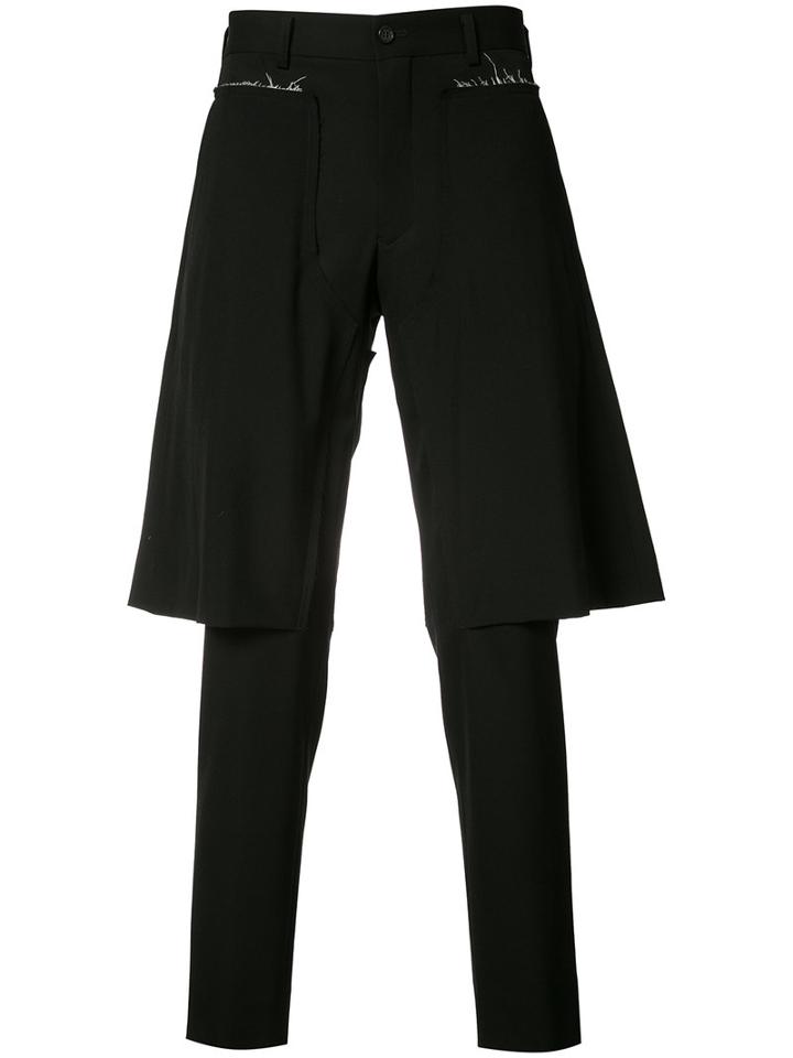 Comme Des Garçons Homme Plus Layered Trousers, Men's, Size: Medium, Black, Wool