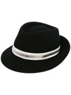 Lanvin Contrast Ribbon Fedora Hat - Black