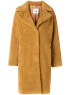 Stand Faux Shearling Coat - Brown