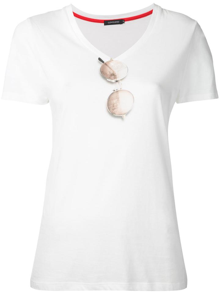 Loveless Sunglasses Print T-shirt, Women's, Size: 36, White, Cotton/rayon