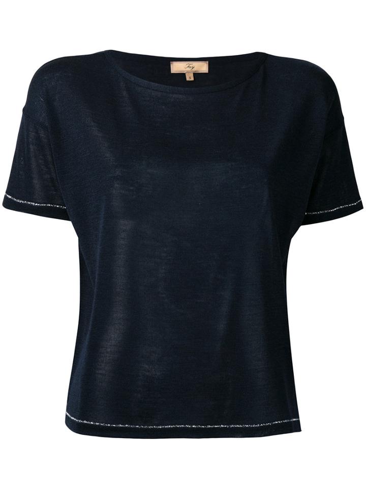 Fay - Knitted Cropped T-shirt - Women - Silk - S, Red, Silk