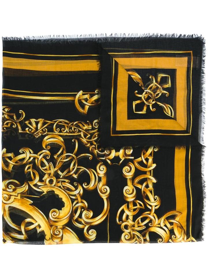 Versace Barocco Print Scarf - Black