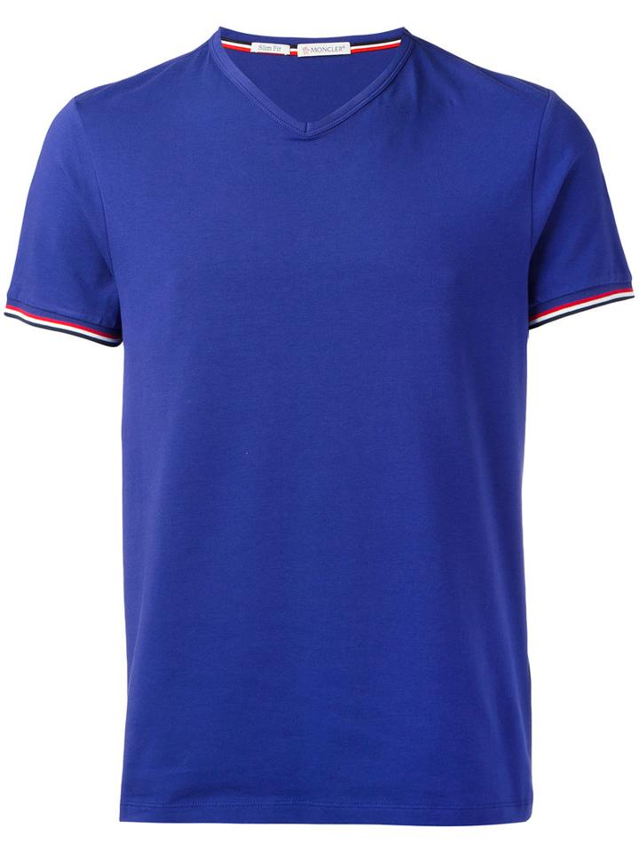 Moncler Classic V-neck T-shirt, Men's, Size: Medium, Pink/purple, Cotton