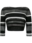 Mrz Striped Cropped Top - Black