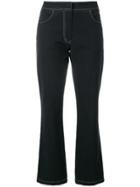 Jil Sander Vintage Contrast Stitching Flared Trousers - Black
