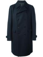 Z Zegna Double Breasted Coat, Men's, Size: 52, Blue, Cotton/spandex/elastane/cupro/wool