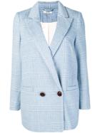 Ganni Tartan Patterned Two-button Blazer - Blue