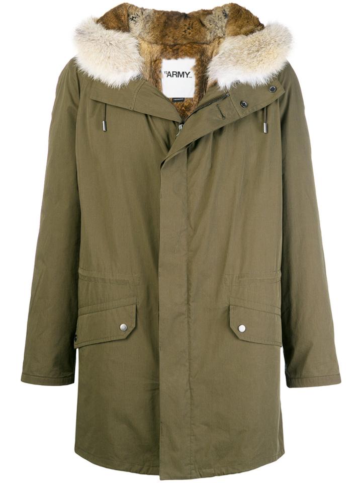 Yves Salomon Army Fur-trimmed Army Coat - Green