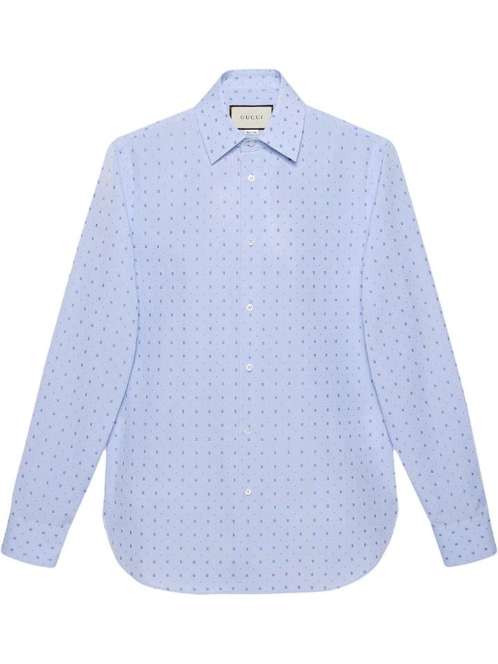 Gucci G Dot Fil Coupé Oxford Shirt - Blue