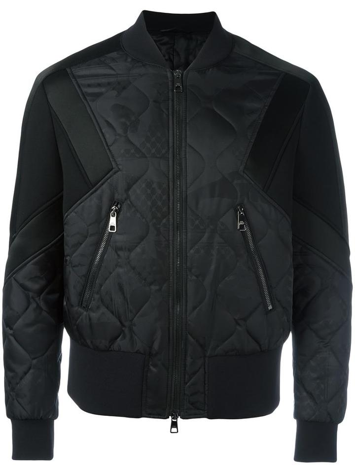 Neil Barrett Padded Bomber Jacket, Men's, Size: Large, Black, Polyamide/viscose/cotton