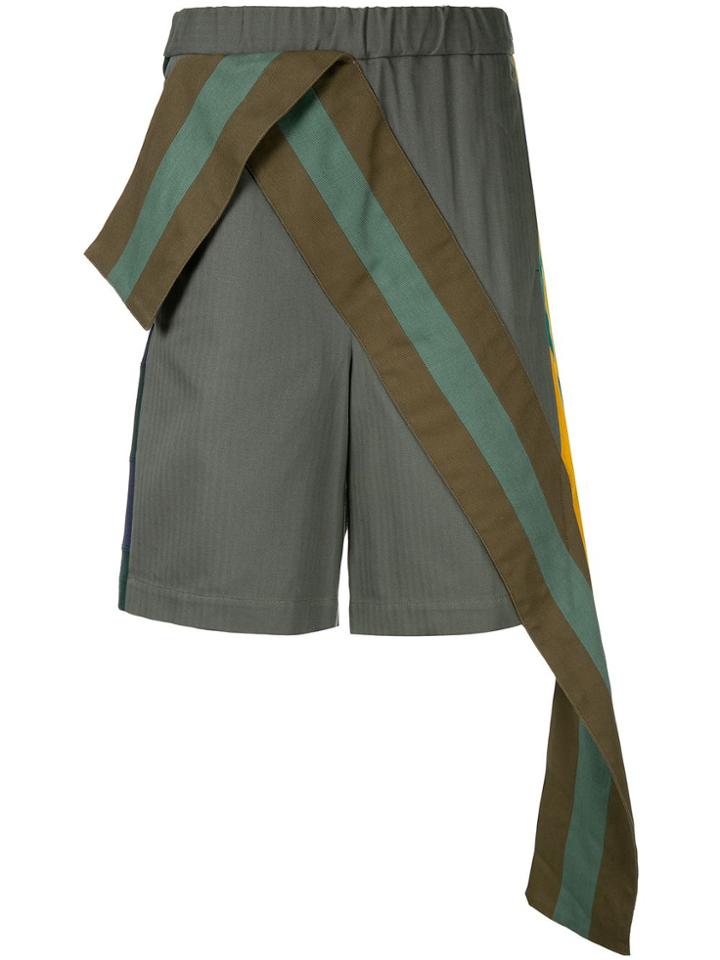 Facetasm Contrast Stripe Band Shorts - Green