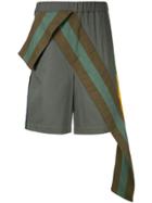 Facetasm Contrast Stripe Band Shorts - Green