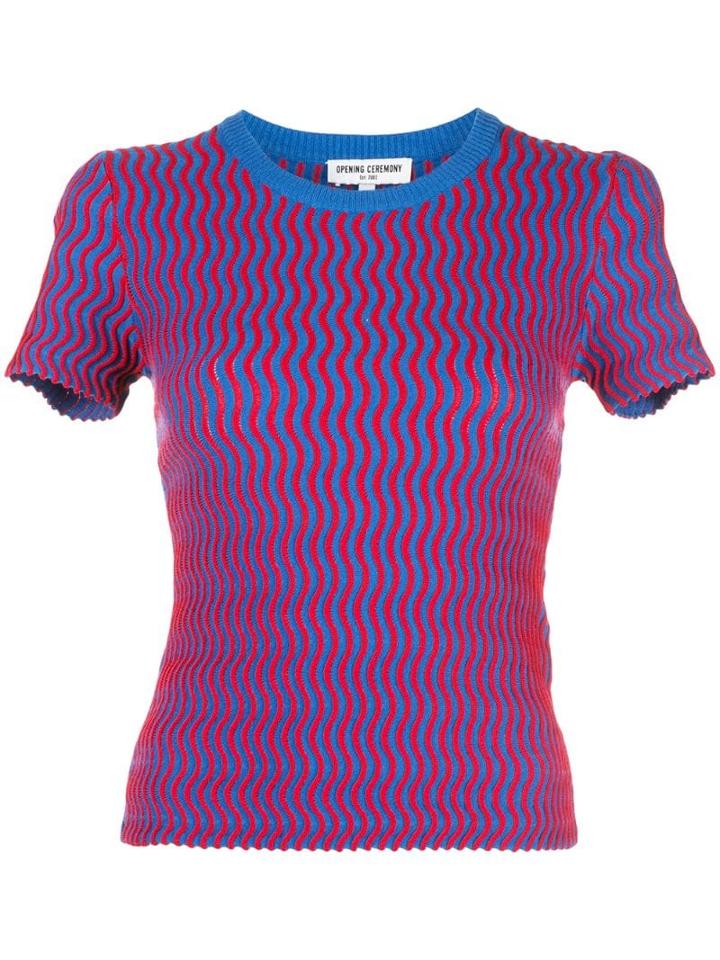 Opening Ceremony Squiggle Short Sleeve Sweater - Blue