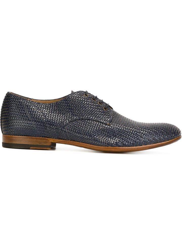 Raparo Woven Derby Shoes, Men's, Size: 7, Blue, Leather