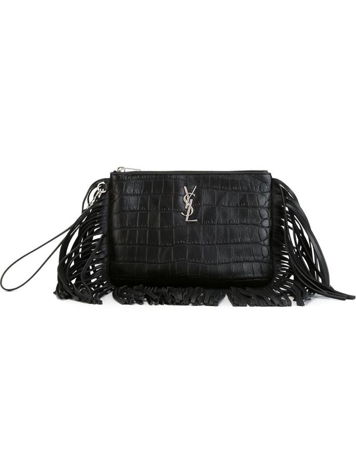 'monogram' Shoulder Bag, Women's, Black, Calf Leather, Saint Laurent