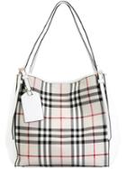 Burberry Canter In Horseferry Check Tote, Women's, White, Leather
