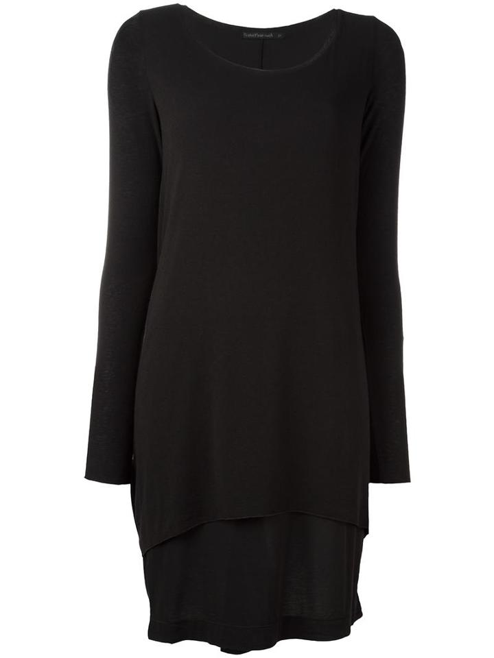 Transit Longsleeved Layered Dress, Women's, Size: 44, Black, Modal/wool/spandex/elastane/viscose