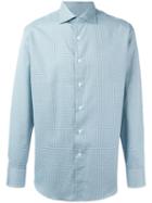 Canali Cell Checked Shirt, Men's, Size: 42, Green, Cotton